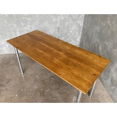 Floorboard Table With Metal Base 