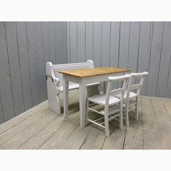 Floorboard Top Table, Church Pew & Chairs