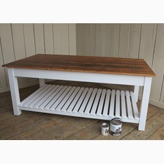 Made to Measure Floorboard Top Table With Shelving 