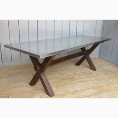 X Frame Natural Zinc Table