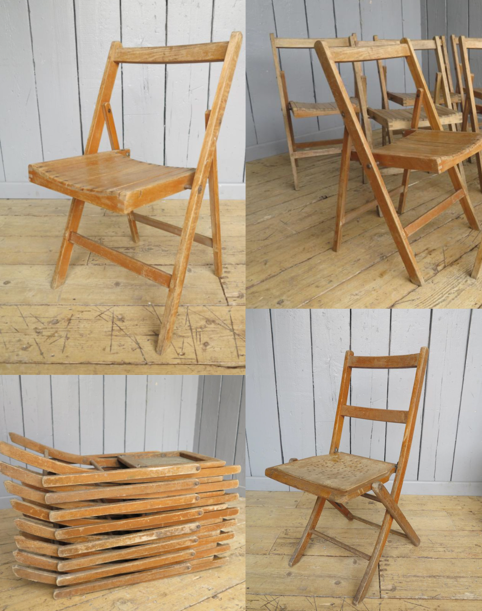 Antique Folding Church Chairs Montage