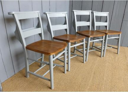 Church Chapel Chairs Wood Painted Bespoke Reclaimed Character Pub Restaurant Home Kitchen Dining Room Interior