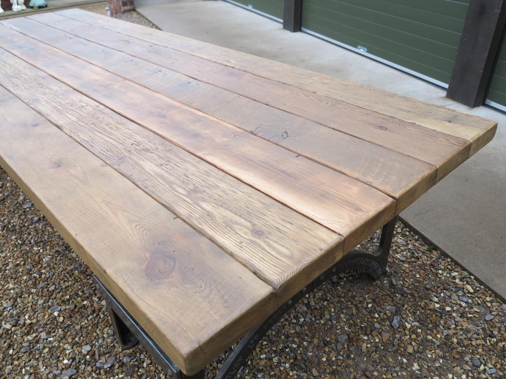 Scafold Boards Rustic Farmhouse Table Character Thick Chunky Top Wood Pine Reclaimed Planks
