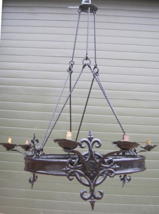 interior light lighting gothic chandelier black cast iron unusual antique reclaimed