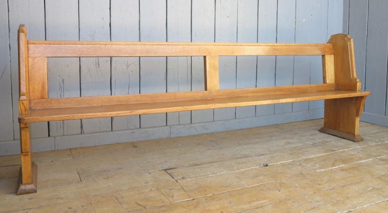 solid oak reclaimed church pew waxed unusueal seating sold happy customer photograph
