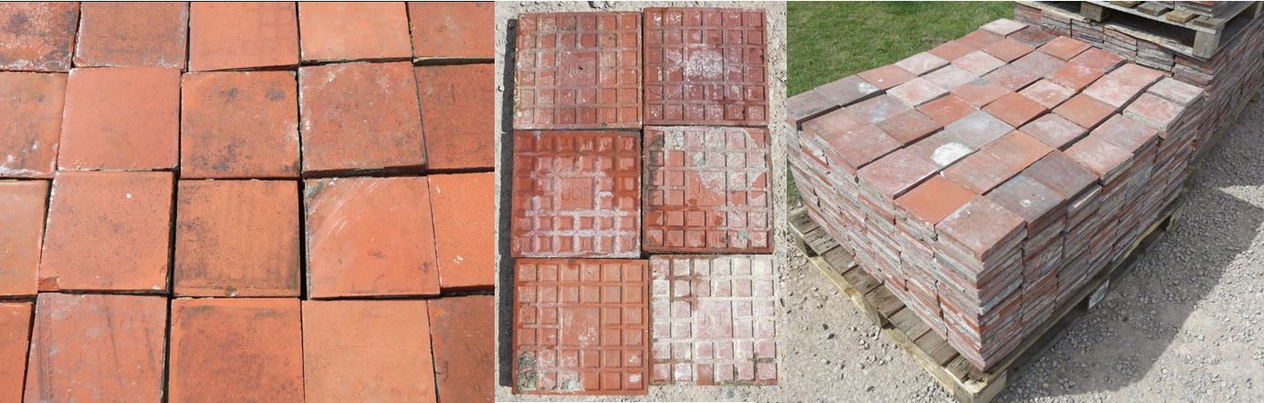 Reclaimed Quarry Tile Terracotta Orange Brown Genuine Original Patina Colour Flooring Tiles Hearth Garden Boarder