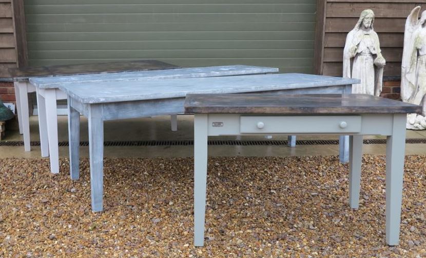Bespoke Natural Zinc Copper Table Dining Seating Painted Square Round Waxed Wood