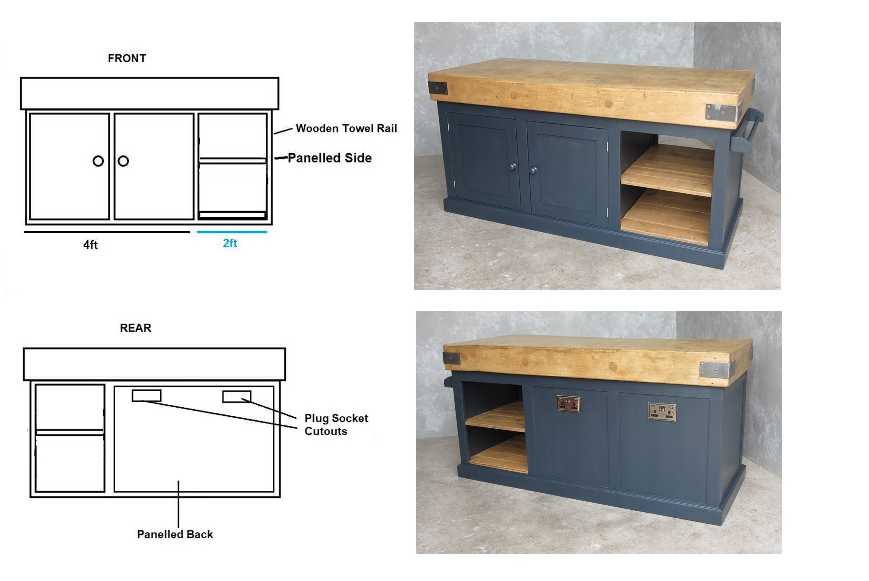 Antique Butchers Block On Bepsoke Base Deisgn