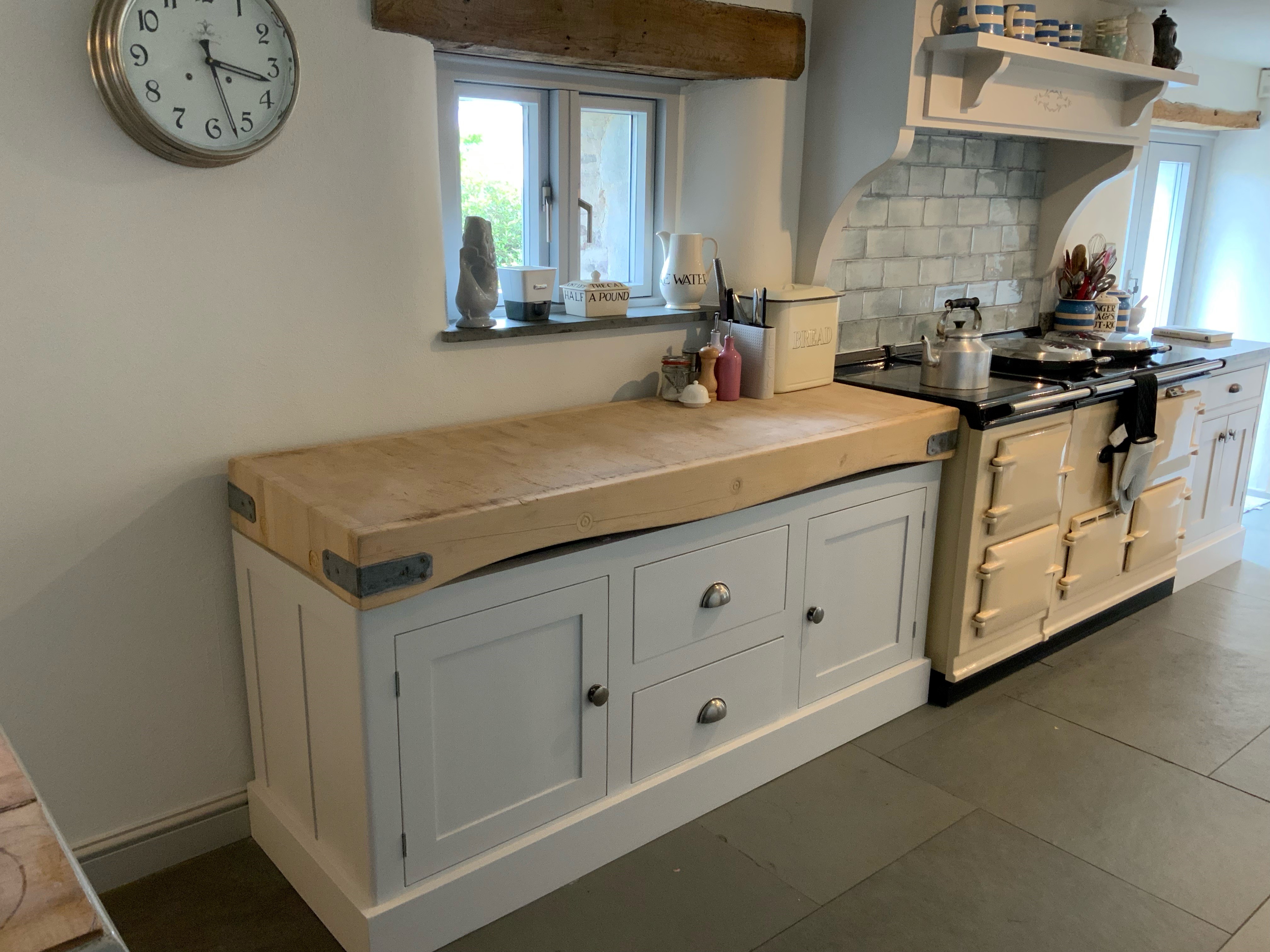 Antique Original Butchers Block In Customers Kitchen