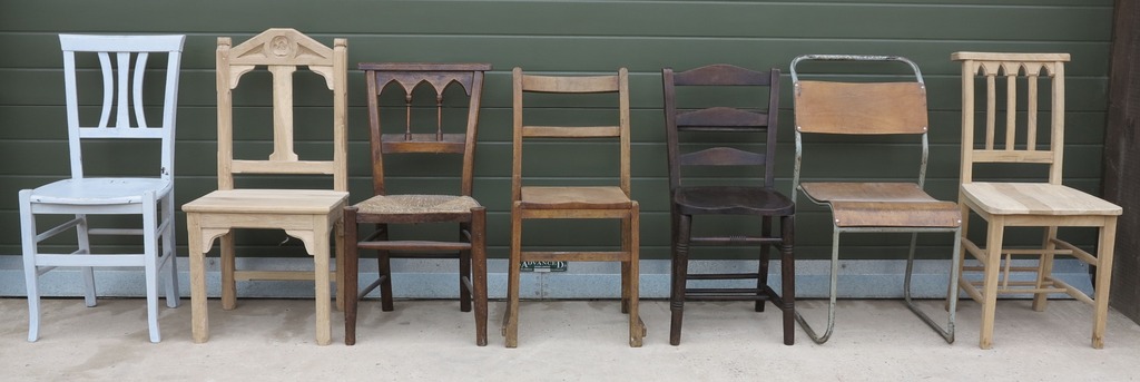 UKAA have in stock a large selection of vintage Church And Chapel chairs all available for sale. All our stock can be viewed on our website.