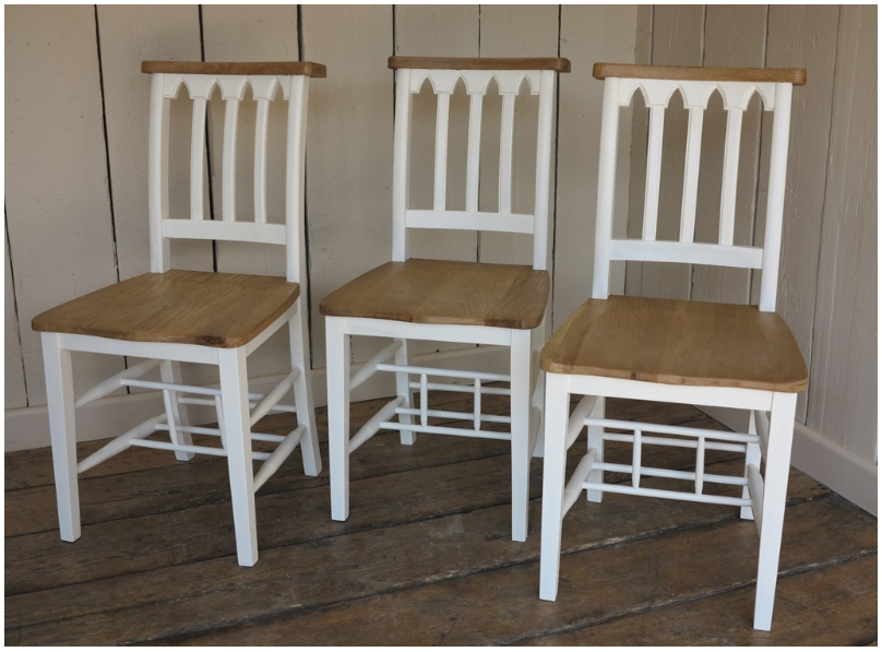 At UKAA we have in stock a large selection of reclaimed chairs. They can be left with their original finish or they can be painted in the colour of choice
