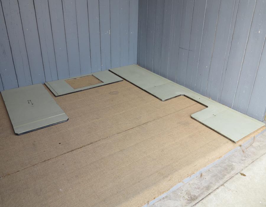 Bespoke Kitchen worktop templates on top of zinc work surface