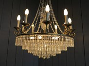 Large Brass Vintage 5 Tier Chandelier with 16 Bulb Holders