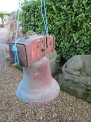 Image 3 - Antique Bronze Bell On Wooden Frame