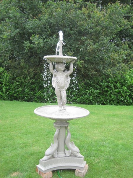 Coalbrookdale Cast Iron Antique Reclaimed Winged Cherub Fountain