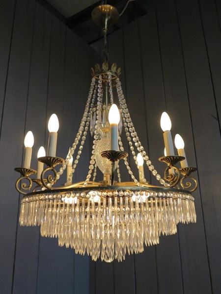Primary Image - Large Brass Vintage 5 Tier Chandelier with 16 Bulb Holders