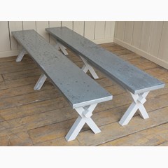 A Pair Of Bespoke Distressed Zinc Benches