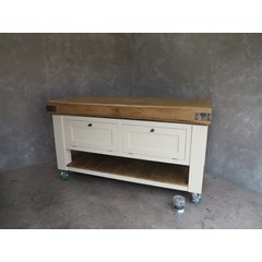 Antique Butchers Block With Custom Made Base 