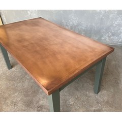 Antique Copper Table With Square Corners