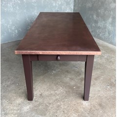 Antique Copper Top Table With Drawer 