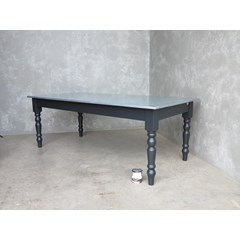 Antique Distressed Zinc Table With Turned Legs 