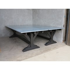Antique Distressed Zinc Top Table With Refectory Base 