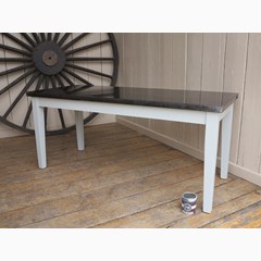 Antique Finish Natural Zinc Table With Tapered Legs 