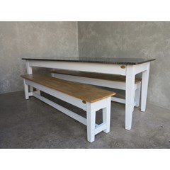 Antique Zinc Kitchen Table With Bench 