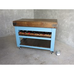 Bespoke Butchers Block With Sliding Wine Rack