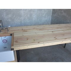 Butchers Block Style Table With Sink 