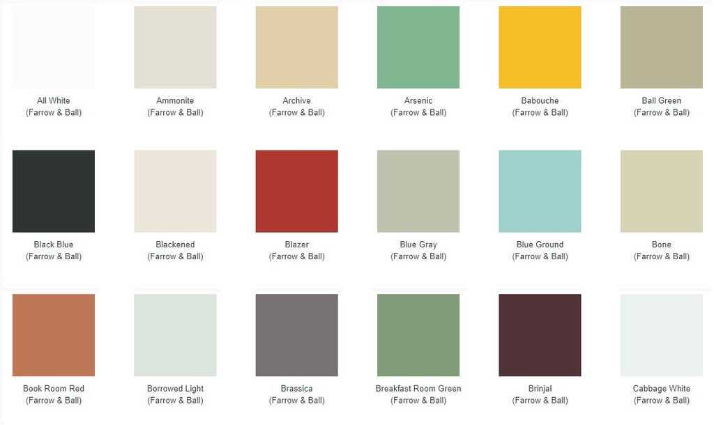 Farrow and Ball Vintage Radiator Paint Chart