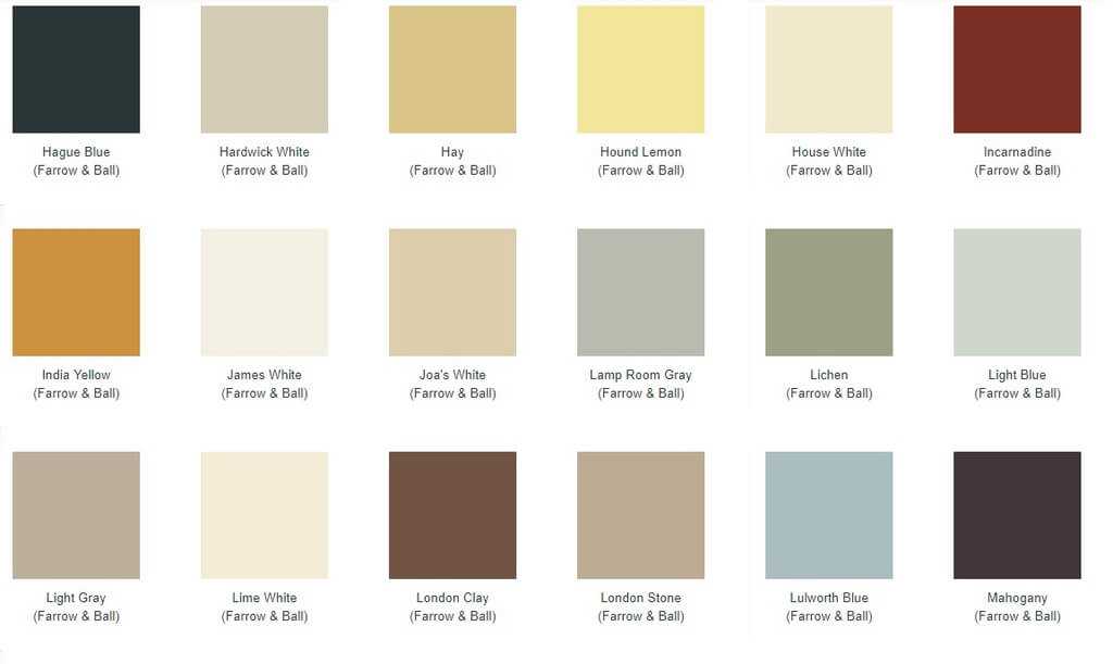 Swatches for Farrow and Ball radiator paints