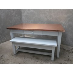 Copper Top Kitchen Table and Bench Set 