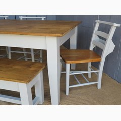 Floorboard Table, Bench and Church Chair Set