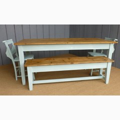 Floorboard Top Table With Bench