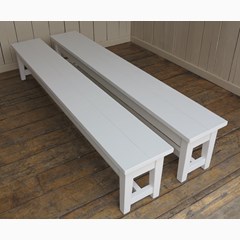 Handmade Painted White Benches 