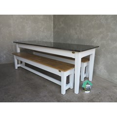 Handmade Zinc Table and Bench Set 