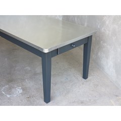 Handmade Zinc Table With Wooden Base 