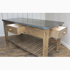 Metal Top Central Island with a Slatted Base