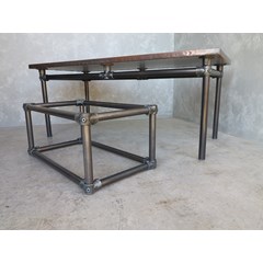 Metal Tube Base Tables With Copper Top