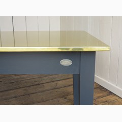 Natural Brass Topped Kitchen Table