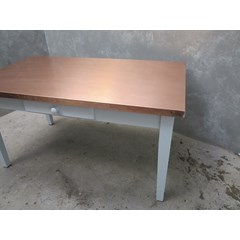 Natural Copper Kitchen Table With Drawer 