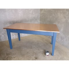 Natural Finish Copper Top Dining Table 