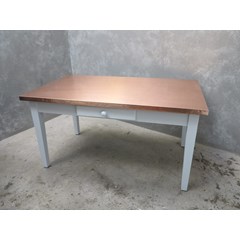 Natural Finish Copper Top Table With Drawer 
