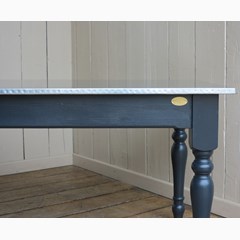 Natural Finish Zinc Top Table With Nailed Edges 