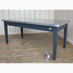 Natural Zinc Kitchen Table With Painted Base