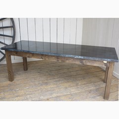 Natural Zinc Top Handmade Table With Wooden Legs 
