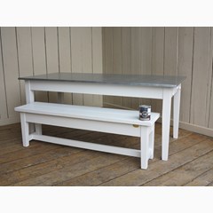 Natural Zinc Top Kitchen Table And Bench Set 