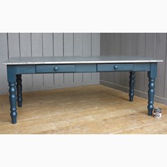 Natural Zinc Top Table - Farrow & Ball Painted Base