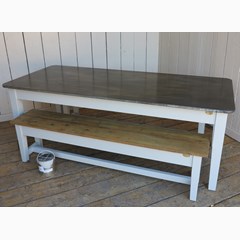 Natural Zinc Top Table In An Antiqued Finish